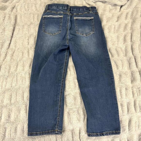 Denim & Co Womens Size 8 Blue Straight Leg Stretch Jeans Mid Rise Pocket Trim - Picture 2 of 8